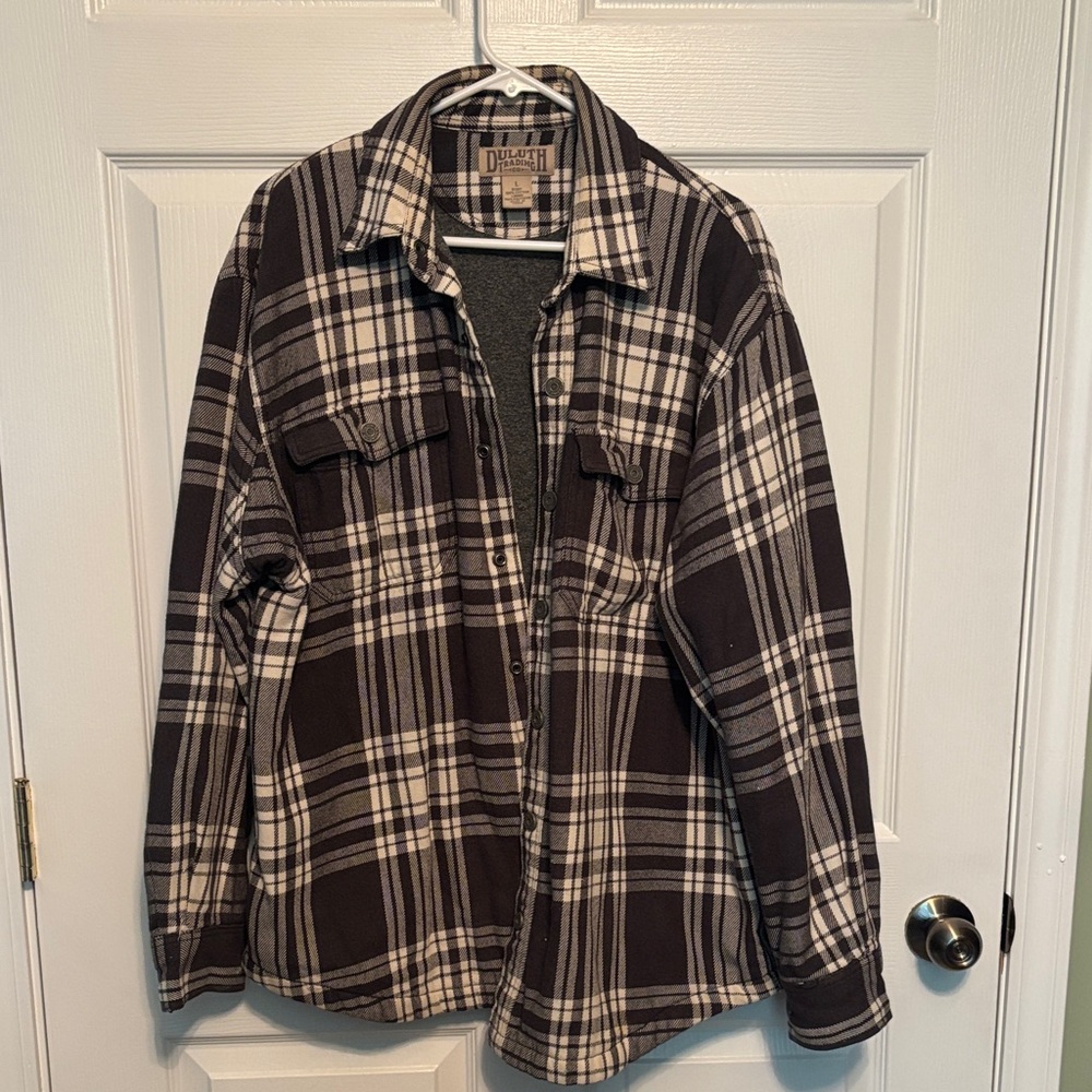 Duluth Trading Co Women's Black and White Plaid Utility Jacket